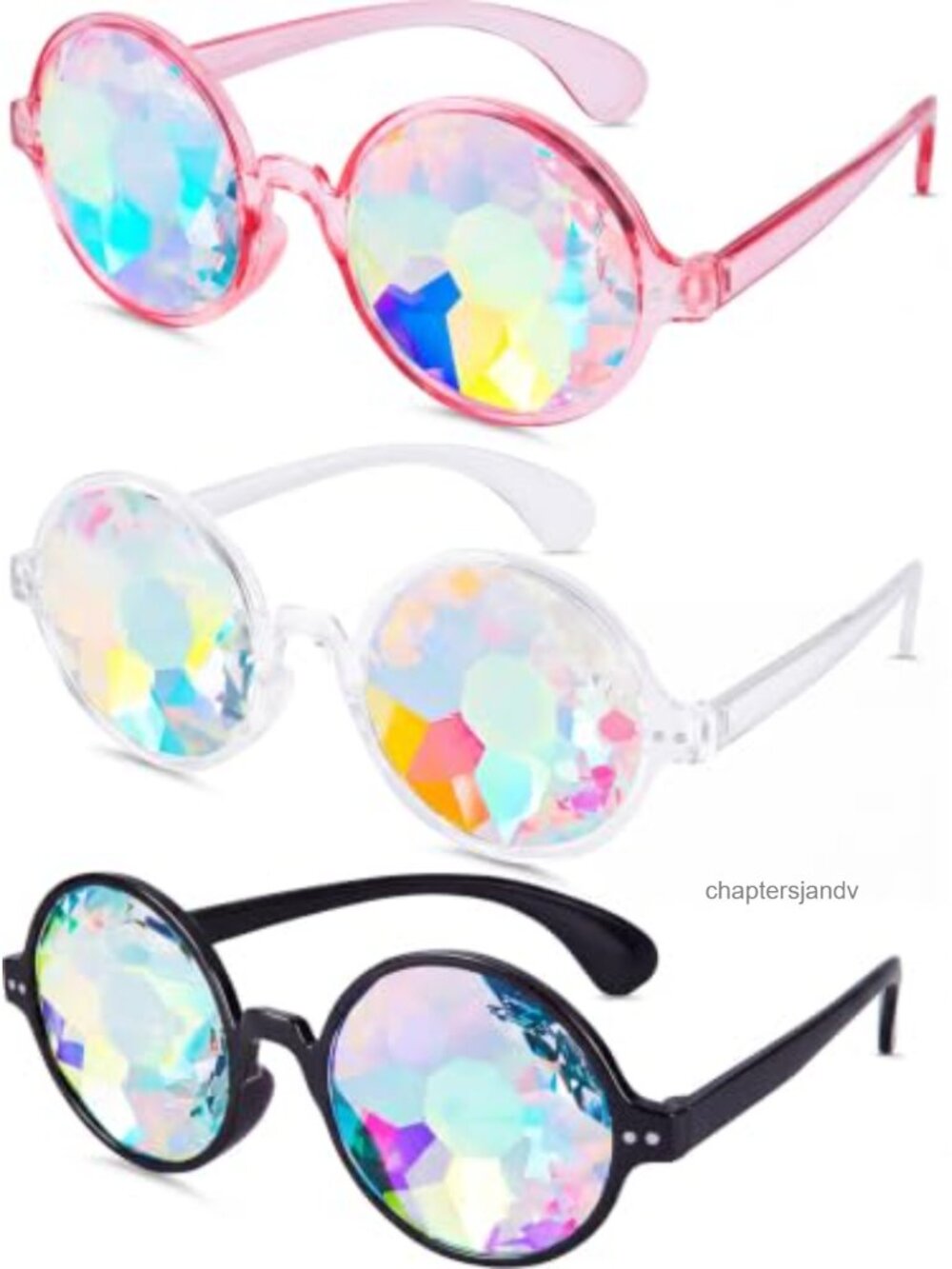 Kaleidoscope Rave Glasses 3 Pairs Plastic Glass Festival Party Eyewear
